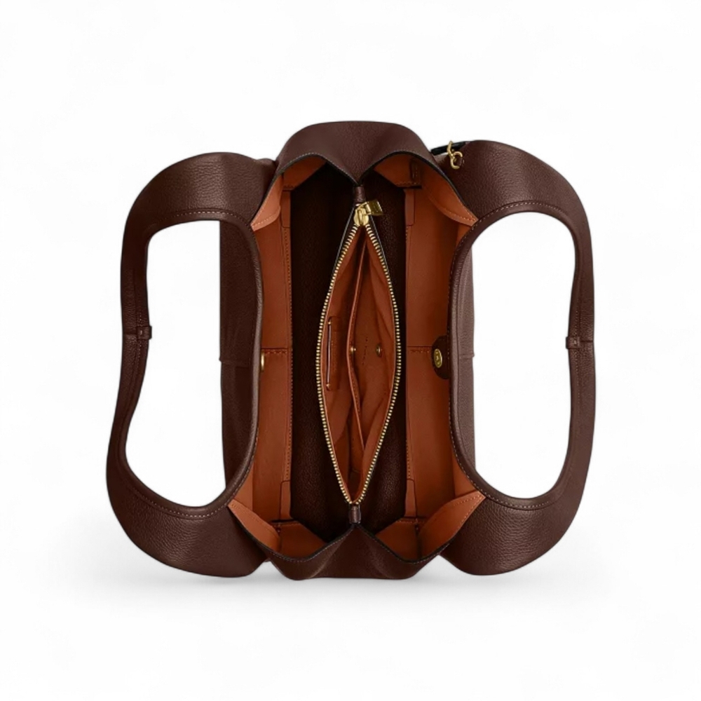 Coach Lana Large Brown Leather Hobo Bag with Gold Accent - Picture 4 of 15
